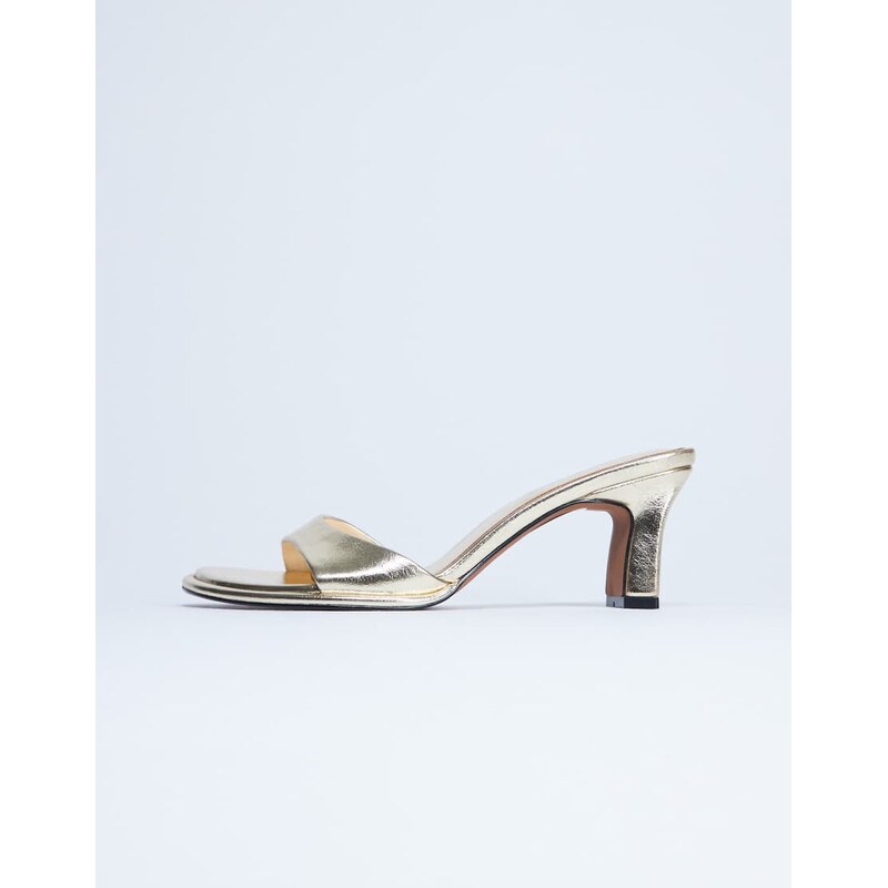 Topshop Ari mule mid heeled sandal in gold