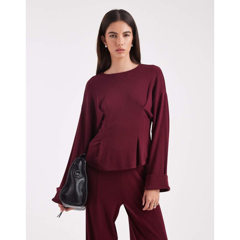 ASOS DESIGN fine knitted cinch waist deep cuff long sleeve top
