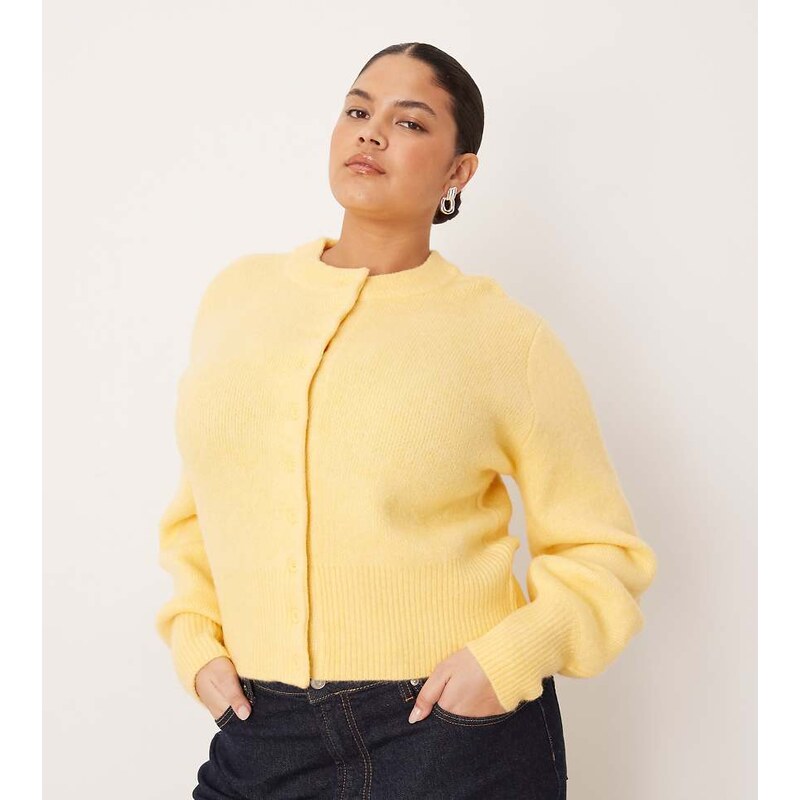 ASOS Curve ASOS DESIGN Curve compact fluffy cardigan with structured 115515011