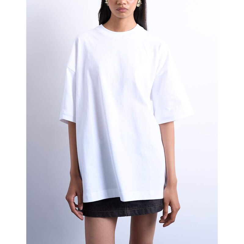 Topshop oversized drop shoulder tee in white