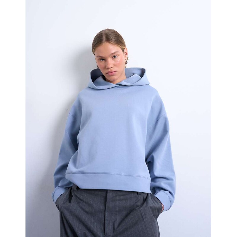 Topshop premium scuba oversized jean grazer hoodie in blue
