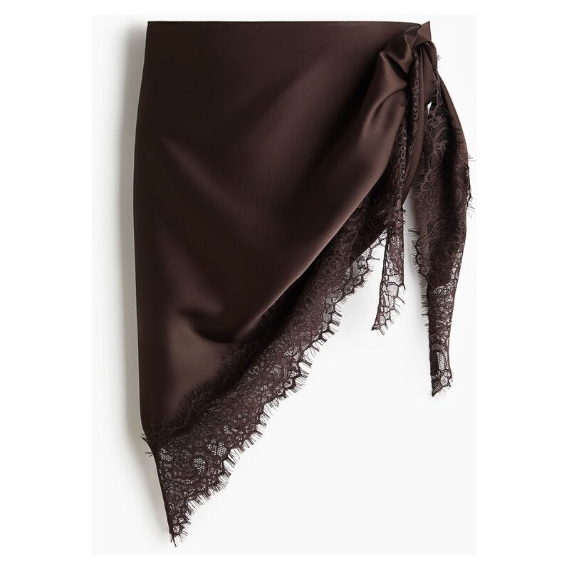 H&M - Trojcípý šáteks krajkovým lemem - hnědá 112191308