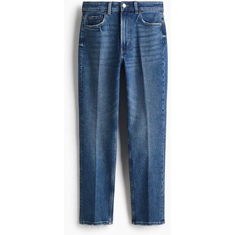 H&M - Slim Straight High Ankle Jeans - Denim Blue