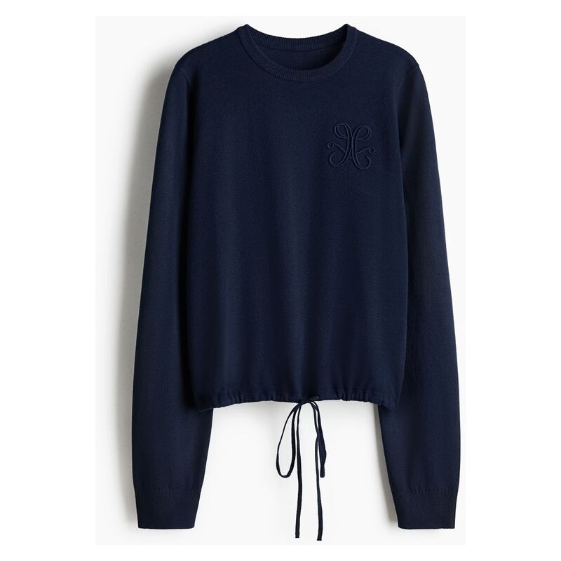 H&M - Svetr se stahovací šňůrkou - Tmavomodrá
