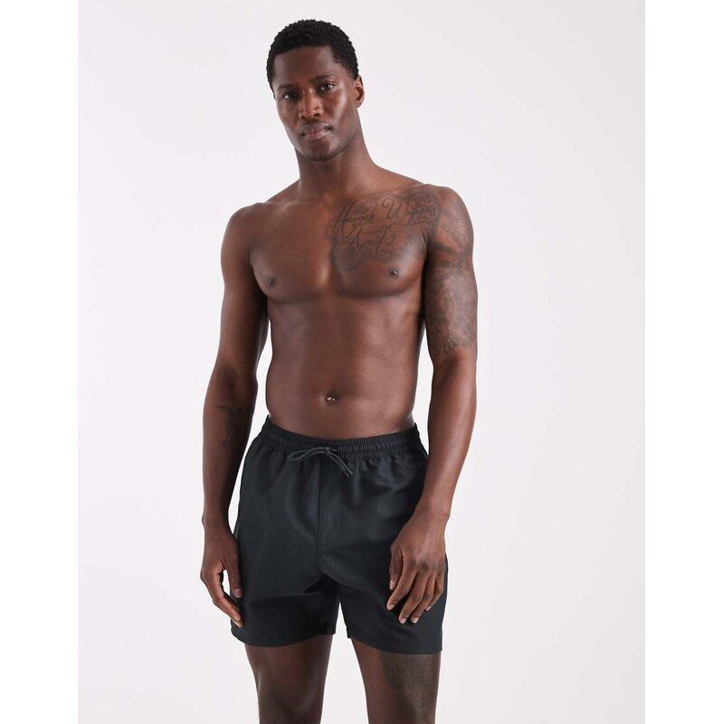 ASOS DESIGN swim shorts in mid length in black