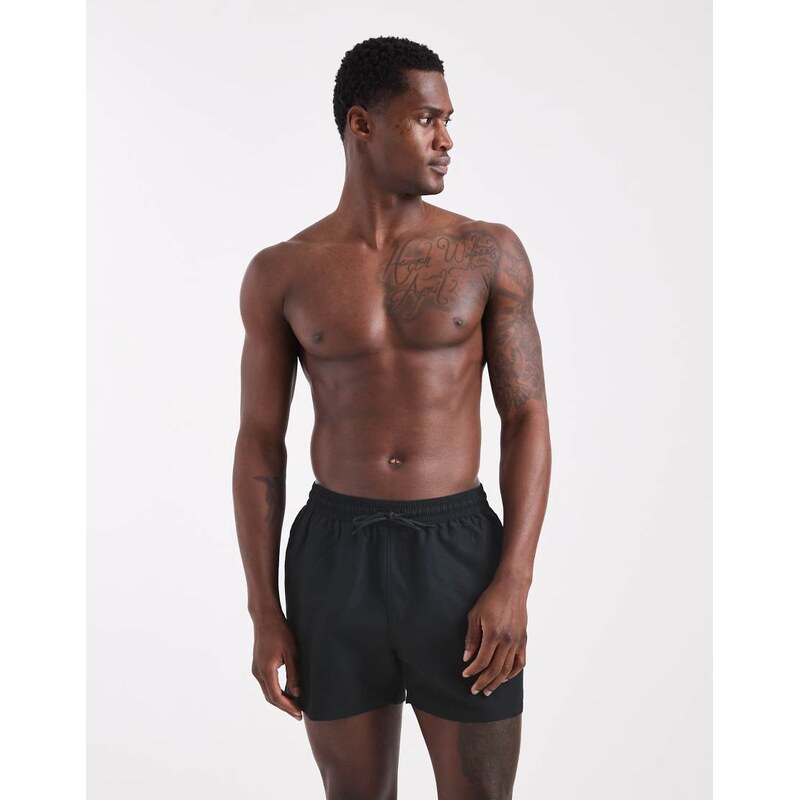 ASOS DESIGN swim shorts in short length in black