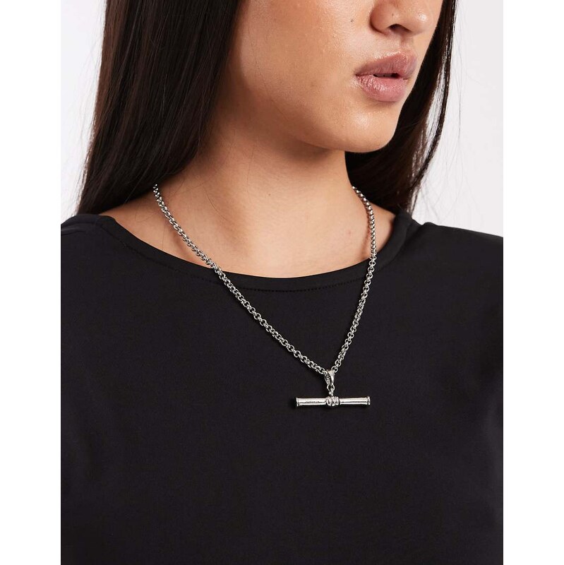 ASOS DESIGN chunky t-bar necklace in silver tone 112191880
