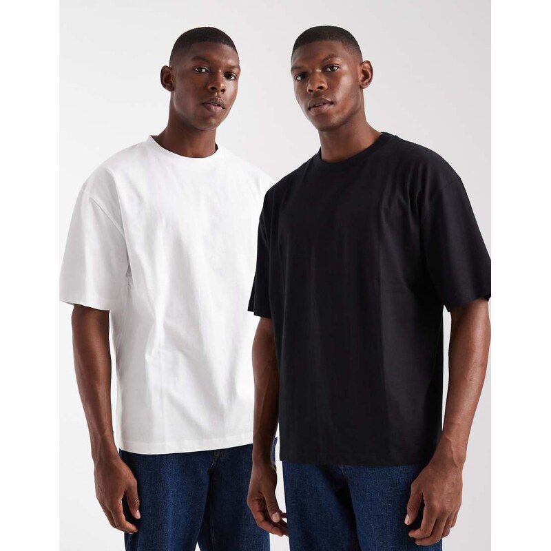 ASOS DESIGN Essentials 2 pack oversized t-shirts in white and