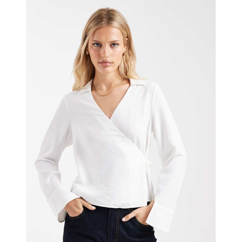 ONLY wrap shirt in white 103330864