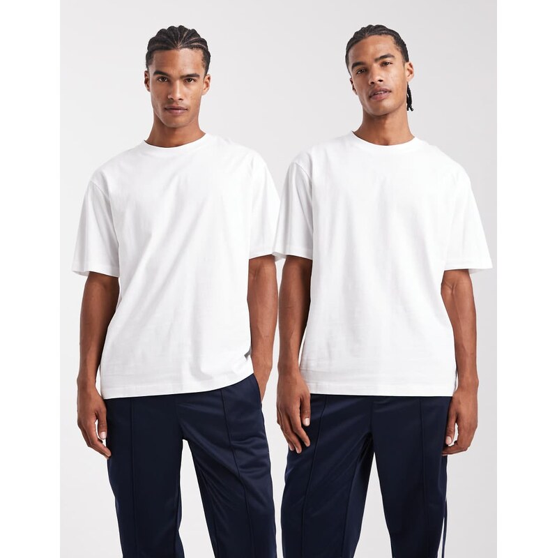 ASOS DESIGN Essentials 2 pack relaxed t-shirts in white