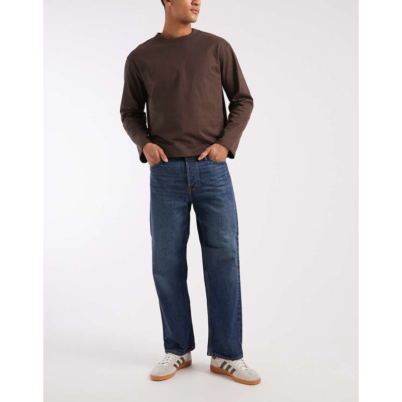 Jack & Jones Eddie loose fit jeans in mid blue