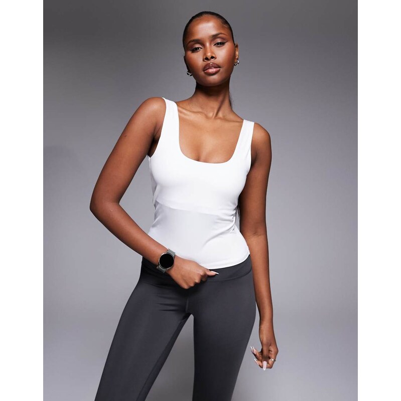 4505 active square neck vest with inner bra in white 115515639
