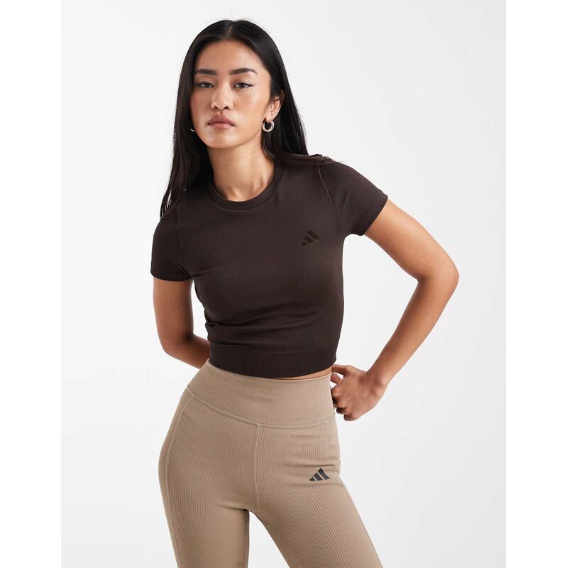 adidas performance Essentials knit baby tee in chocolate brown
