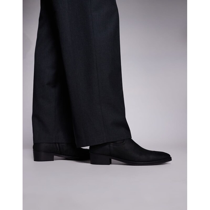 ASOS DESIGN cuban boot in distressed black leather