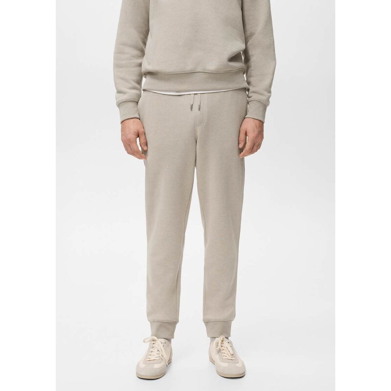 Mango cotton mix jogger in light brown