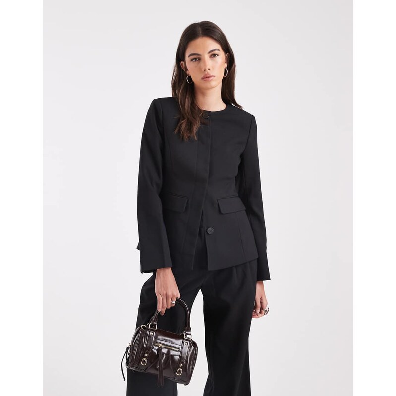 4th & Reckless structured collarless fluted sleeve blazer co-ord in 112192066