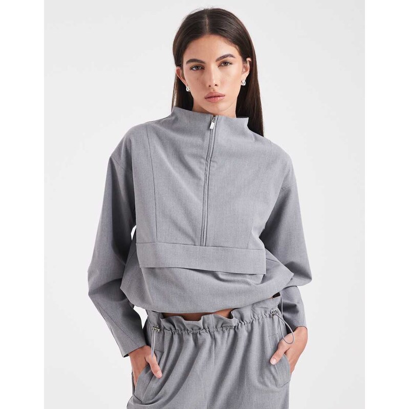 4th & Reckless exclusive funnel neck seam detail toggle tailored