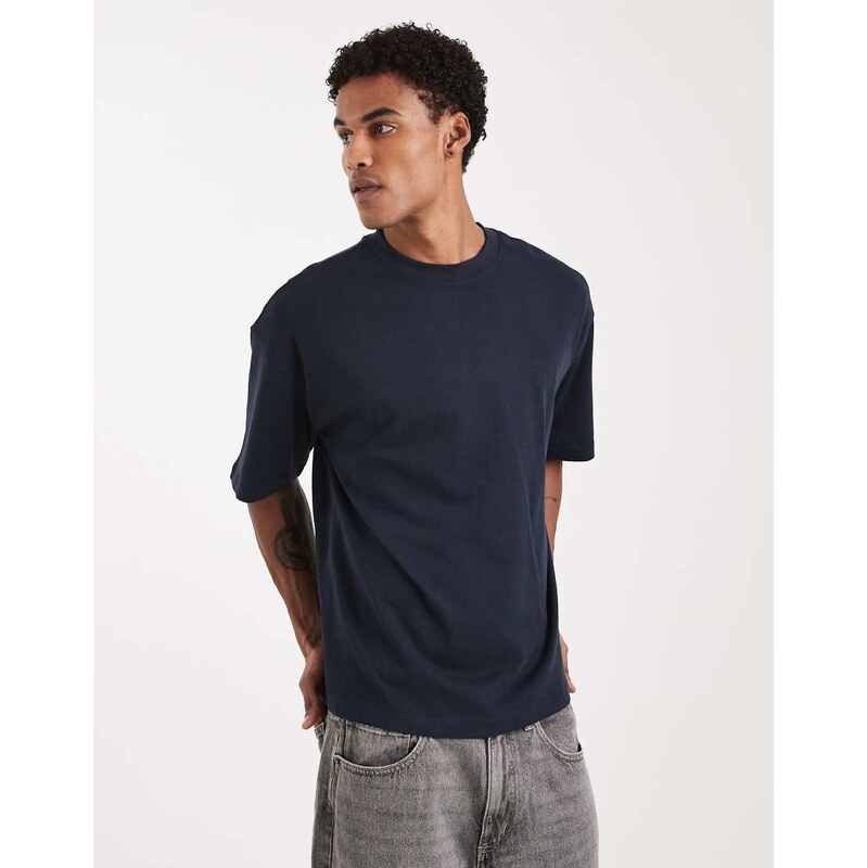 ASOS DESIGN heavyweight boxy oversized t-shirt in navy