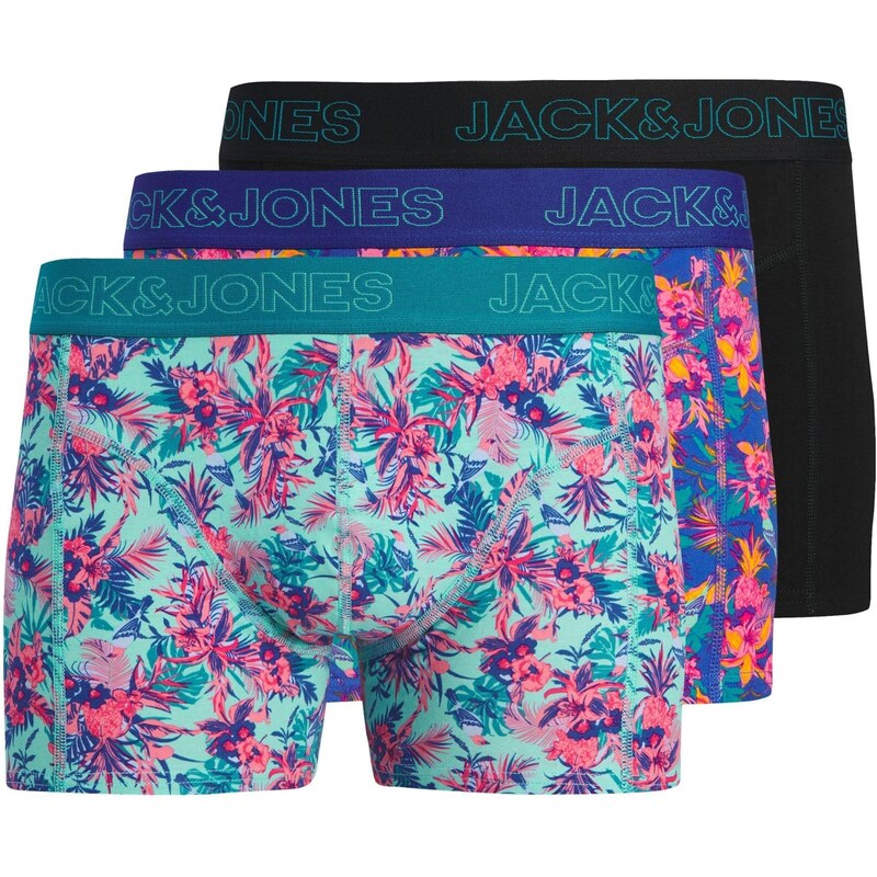 JACK & JONES Boxerky JACEXOTIC LEAVES modrá / mátová / světle