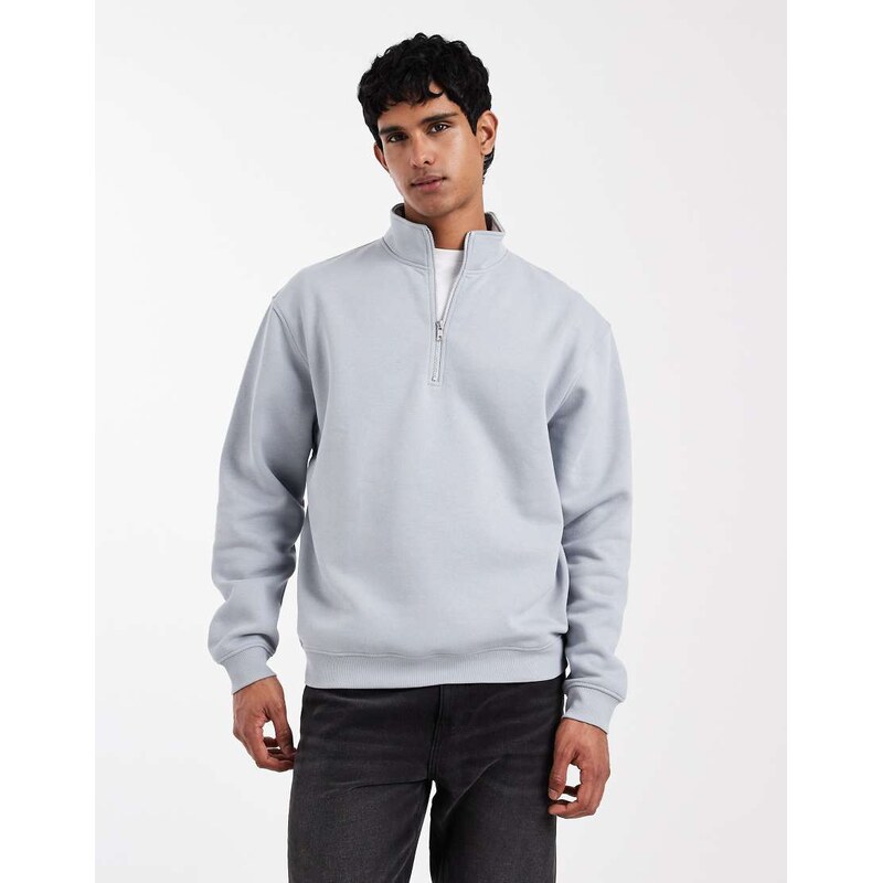 ASOS DESIGN essentials oversized quarter zip in grey