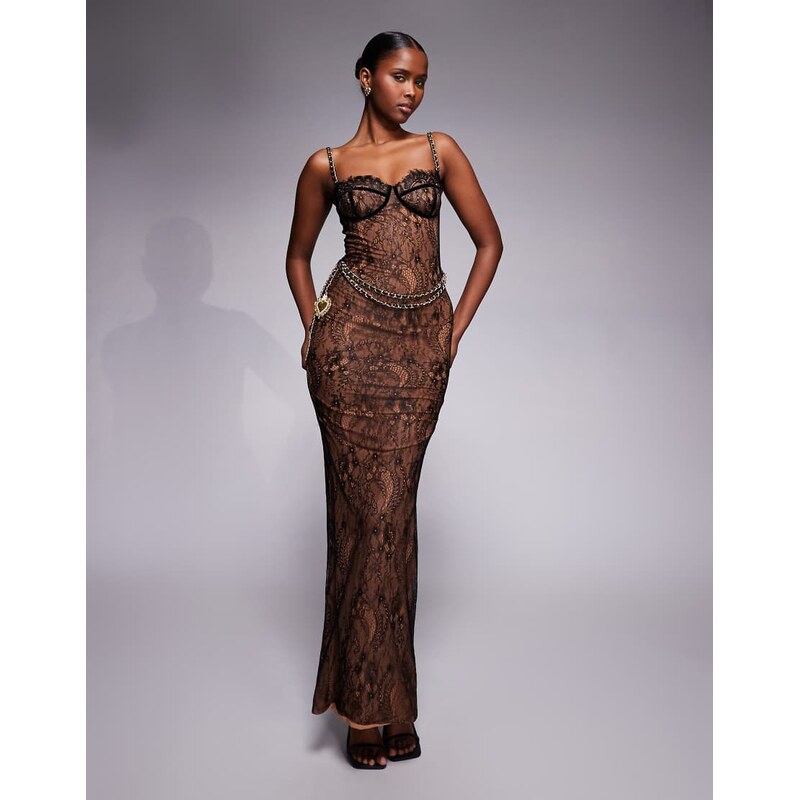 The Dolls House Circa Francesca lace cup detail maxi dress with