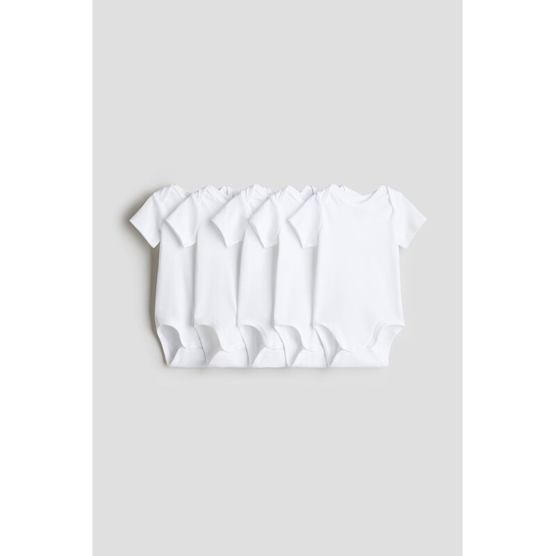 H&M - Bavlněné body: balení po 5 - Bílá