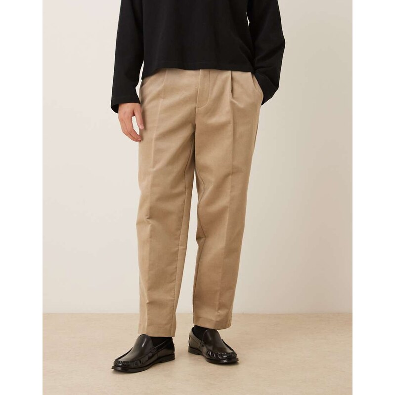 ASOS DESIGN tailored oversized tapered pleated trousers in dark