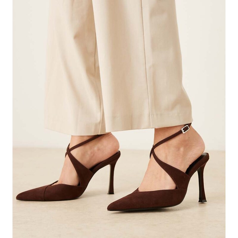 ASOS DESIGN Wide Fit Porscha cross over detail high heel shoes