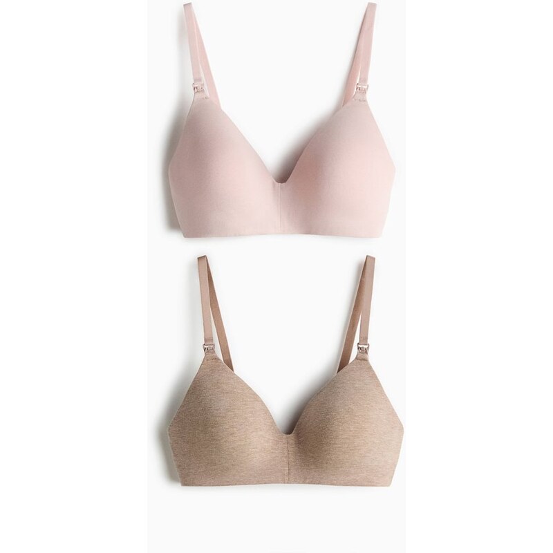 H&M - MAMA Vyztužená podprsenka na kojení 2 kusy - Béžový Melír