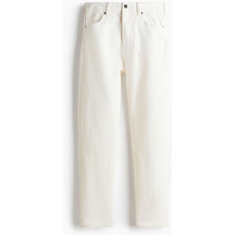 H&M - Mom Slim Fit High Waist Ankle Jeans - Bílá