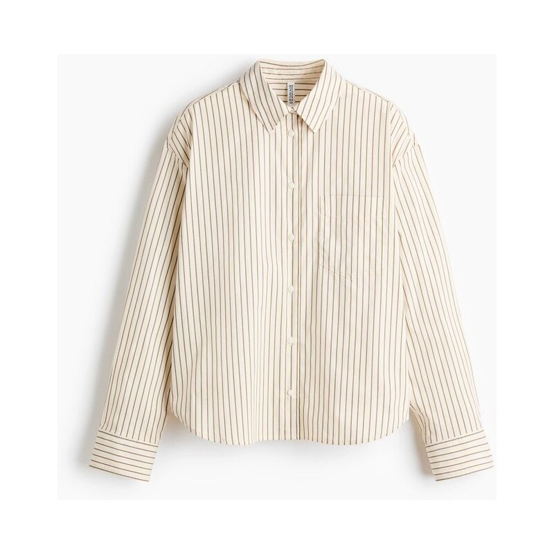H&M - Oversized popelínová košile - béžová 112226944