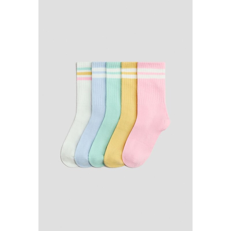 H&M - Ponožky 5 párů - Růžová/Peprmintová