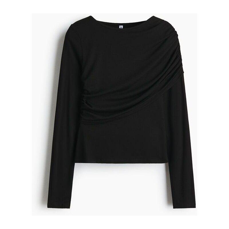 H&M - Řasený viskózový top - Černá