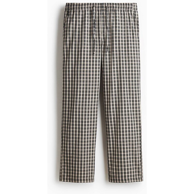 H&M - Popelínové kalhoty Relaxed Fit - Šedá/Kostka