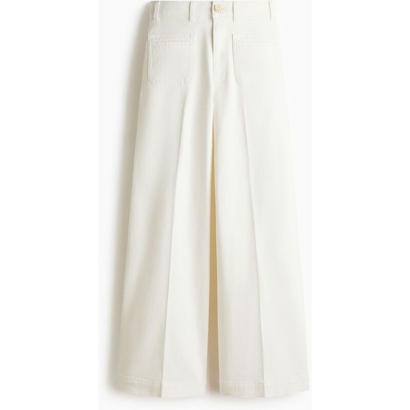 H&M - Wide High Jeans - Bílá