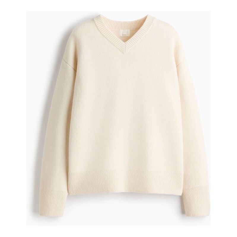 H&M - Svetr z vlněné směsi - Krémová