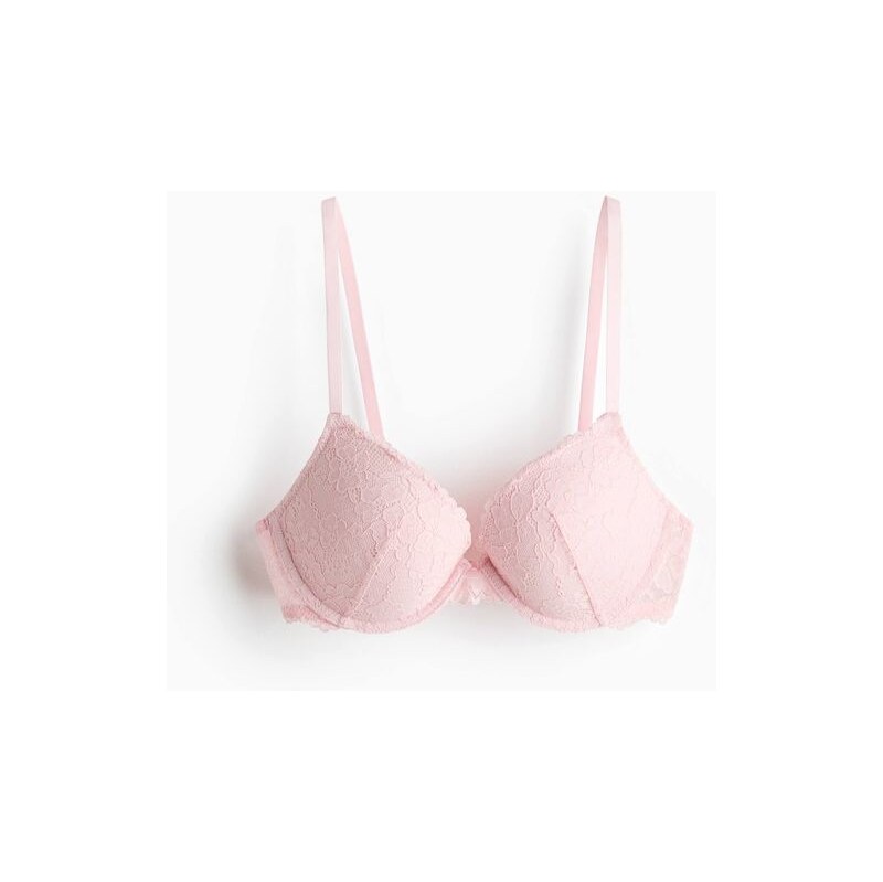 H&M - Krajková podprsenka push-up - růžová 112227029