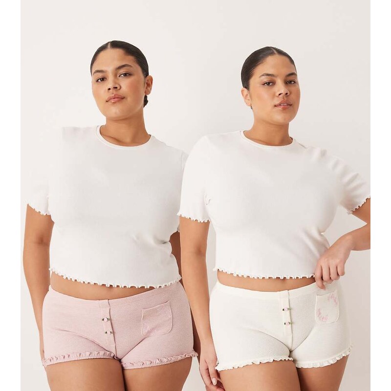 ASOS Curve ASOS DESIGN Curve 2 pack waffle boxer with pocket detail 112239762