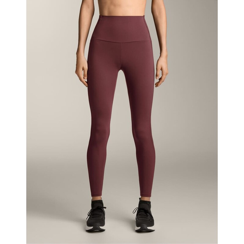 OYSHO Comfortlux high-rise ankle-length rib leggings in red 112231275
