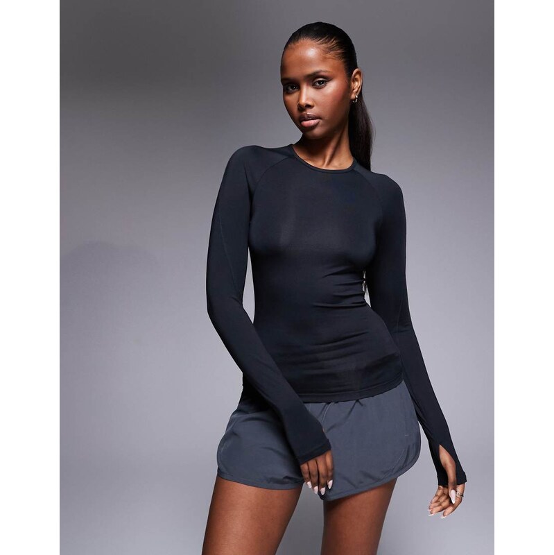 4505 Icon active quick dry slim fit long sleeve top in black