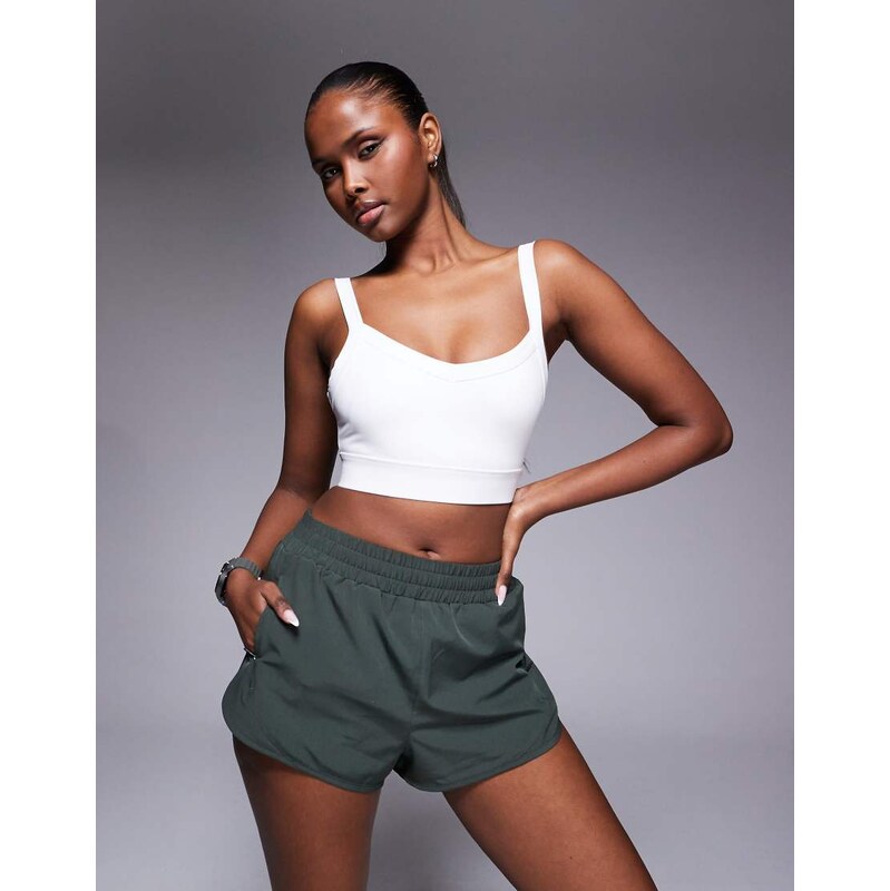 4505 Icon woven run short with zip pockets in khaki-Green 112917003