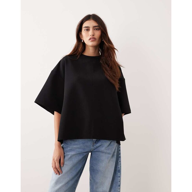 ARRANGE boxy seam top with tie back detail in black 112231986