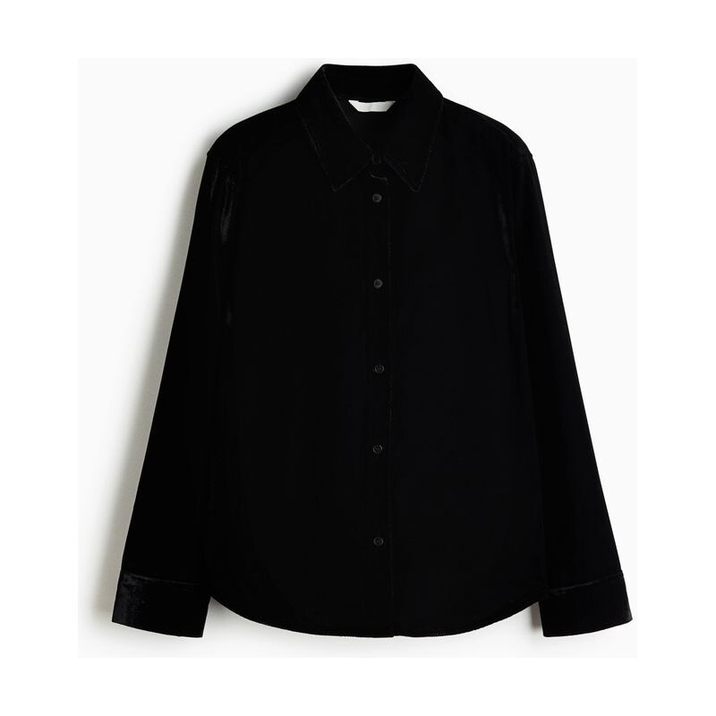 H&M - Sametová košile - Černá