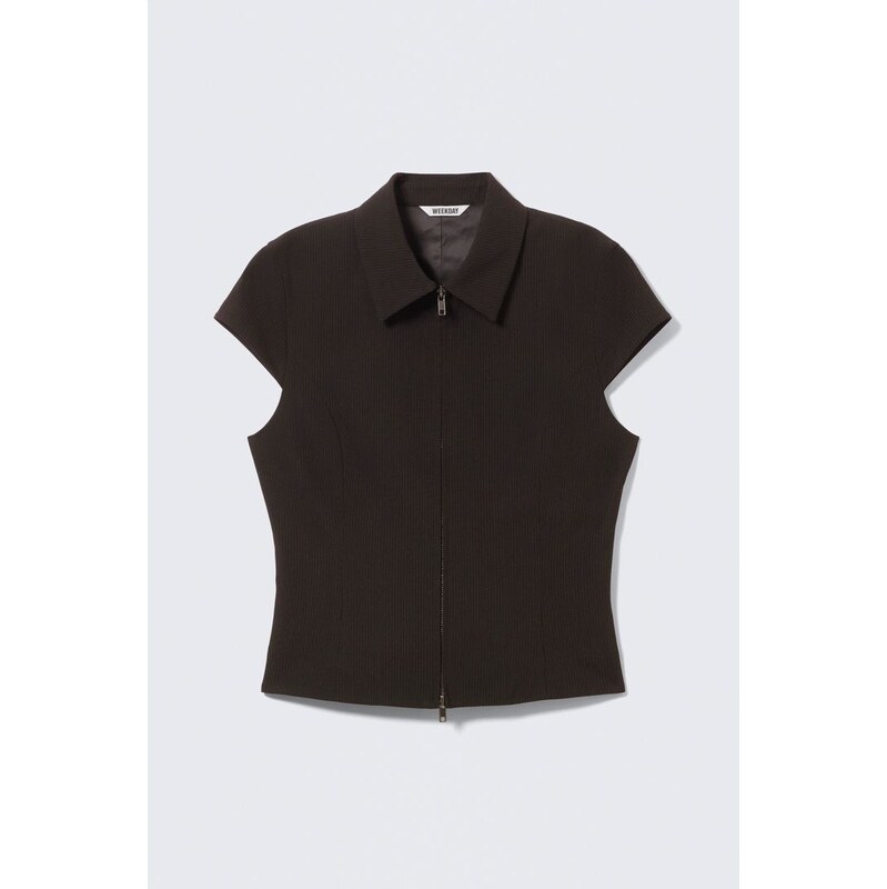 H&M - Přiléhavý tops krátkým rukávem a zipem - černá 112232869