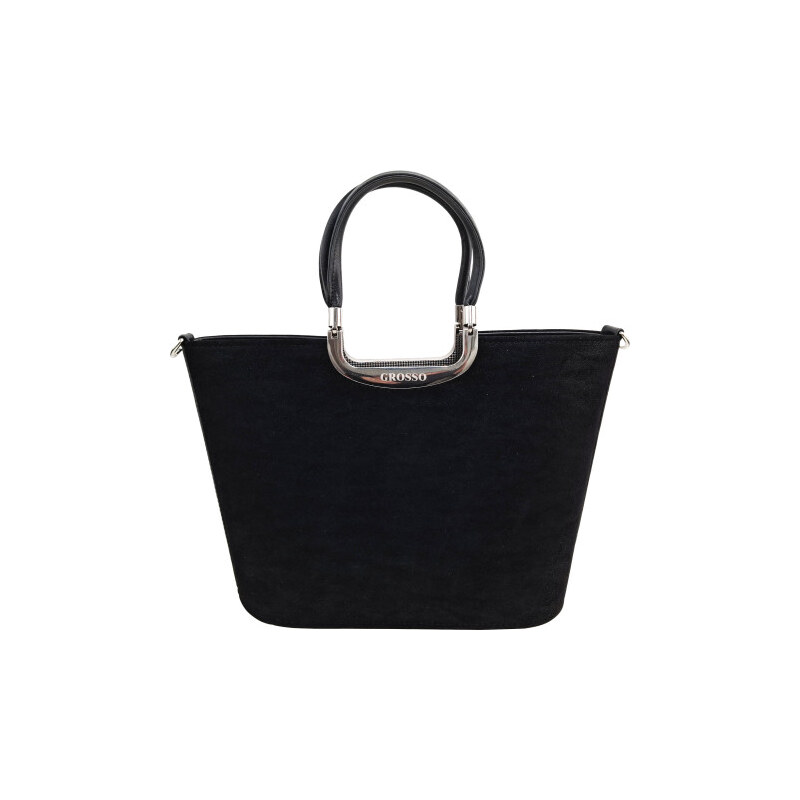 GROSSO Černá velurová elegantní kabelka do ruky S7 112232970