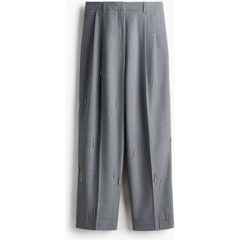 H&M - Kalhoty zdobené korálky - Šedá