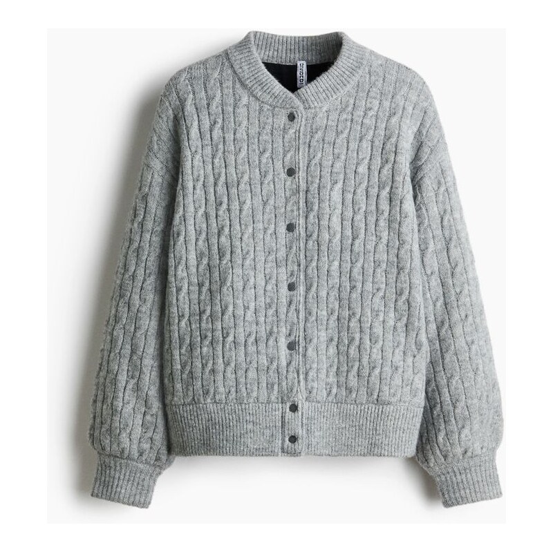 H&M - Bomber z copánkového úpletu - Světle Šedý Melír