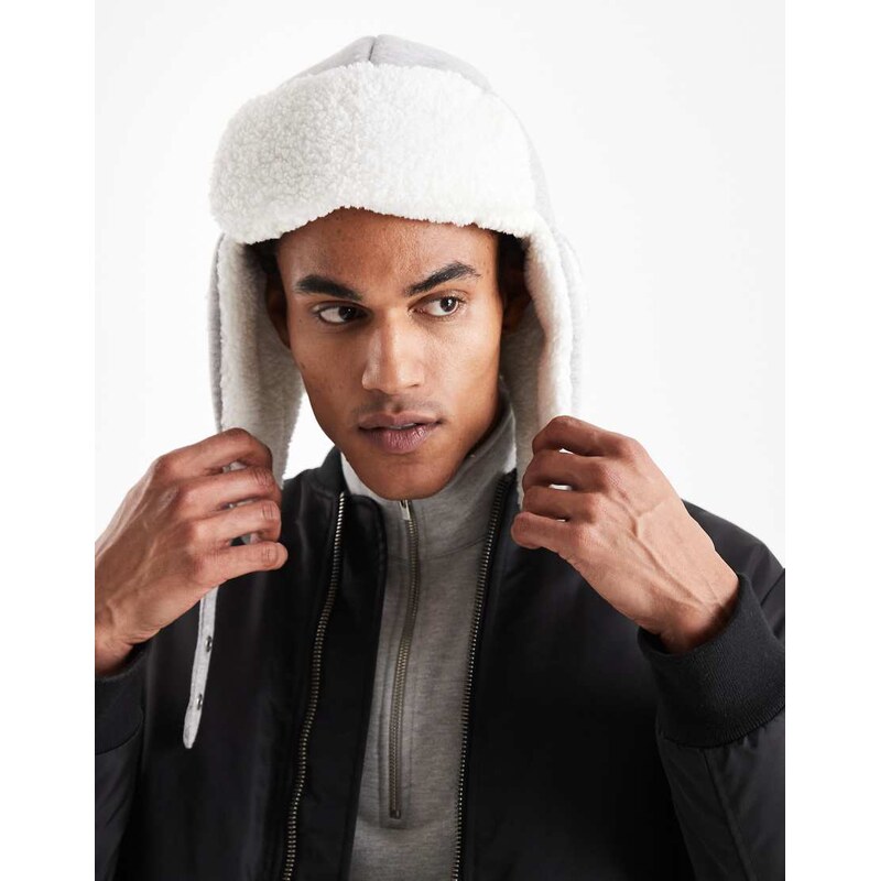 Hollister fur trapper hat in dark grey