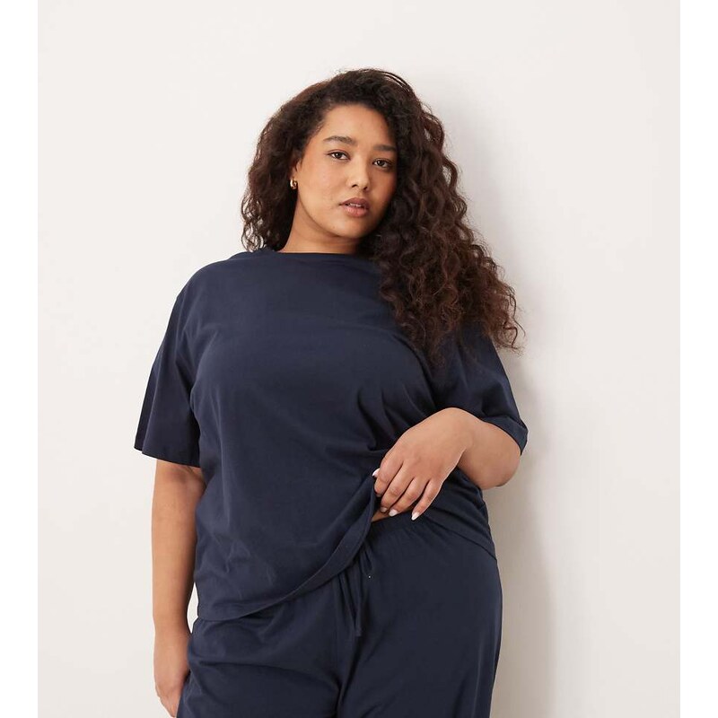 ASOS Curve ASOS DESIGN Curve mix & match cotton oversized pyjama tee 115518190