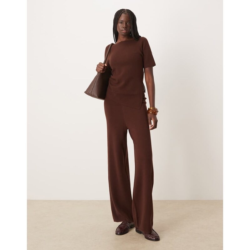 ASOS DESIGN knitted structured trouser co-ord in chocolate-Brown